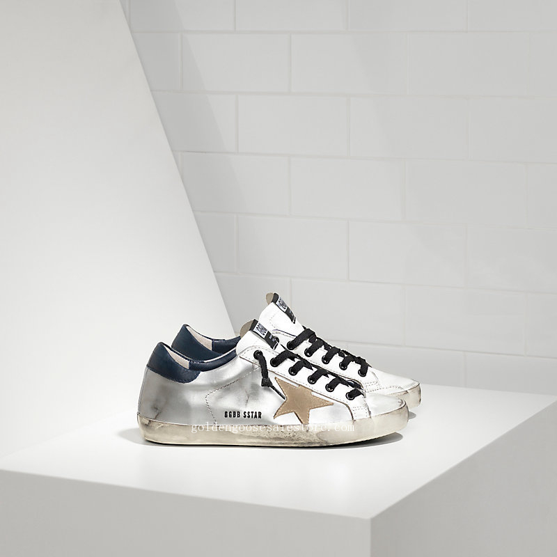 Golden Goose Deluxe Brand Super Star Sneakers In Silver Leather Gold Star